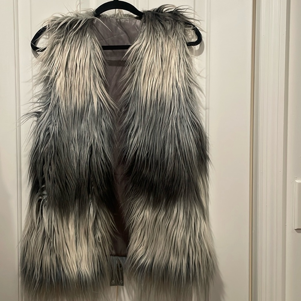 Long Ombré Faux Fur Vest